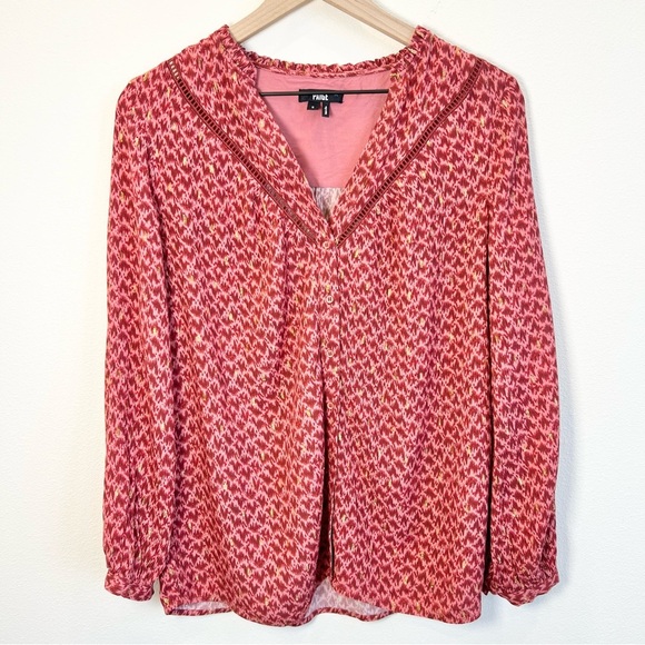 PAIGE Women's Doris Three Quarter Button Front V-Neckline in Papaya Size Small - Picture 2 of 16